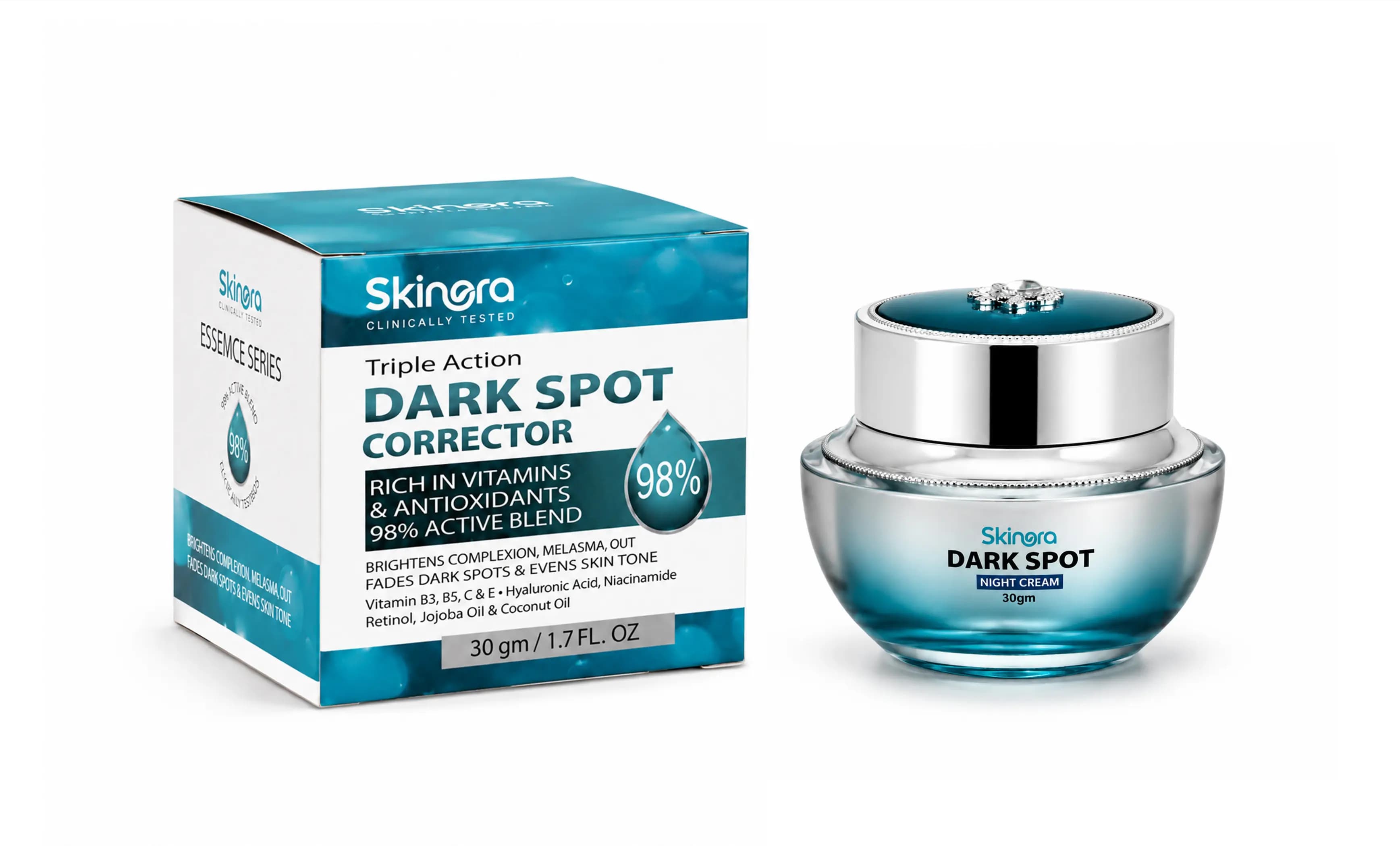 Skinora Triple Action Dark Spot Corrector improving uneven skin tone